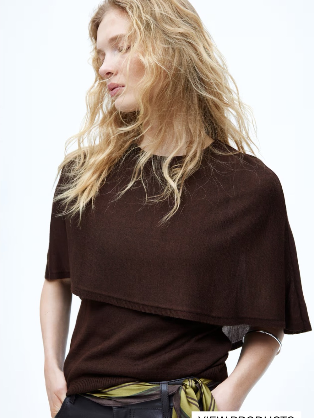 New without tags H&M brown fine knit cape top - Picture 3 of 6